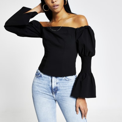 black long bardot top