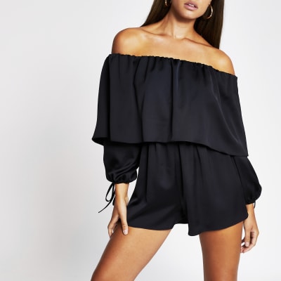 long sleeve bardot playsuit