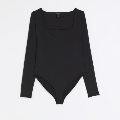 Black Long Sleeve Bodysuit River Island