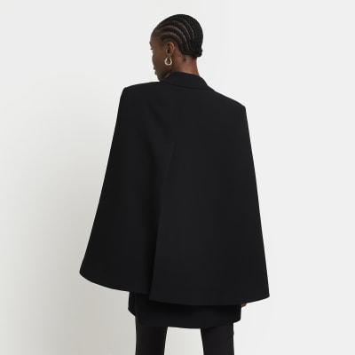 River island black store cape coat