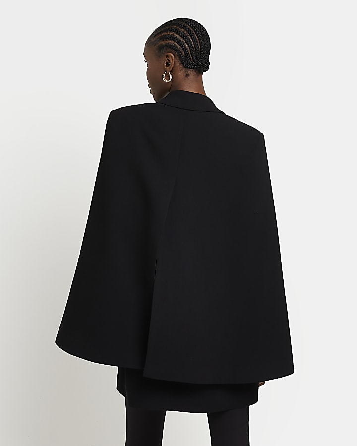 Black long sleeve cape blazer