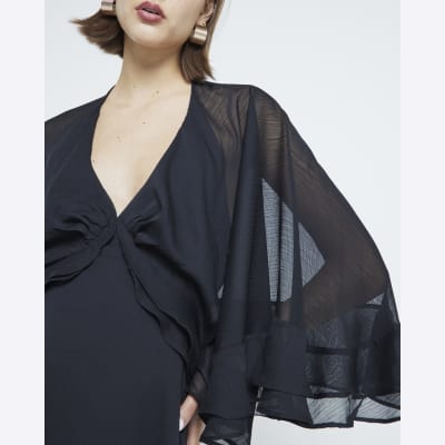 river island chiffon dress River island velvet chiffon maxi dress in black