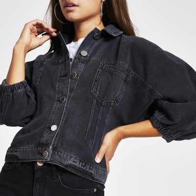 cinched waist denim jacket