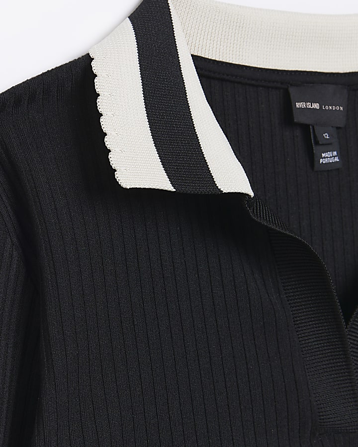 Black long sleeve collared top