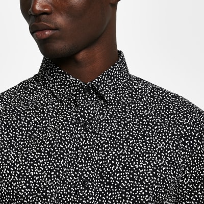 black long sleeve slim fit shirt