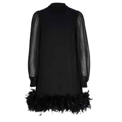 river island white feather dress