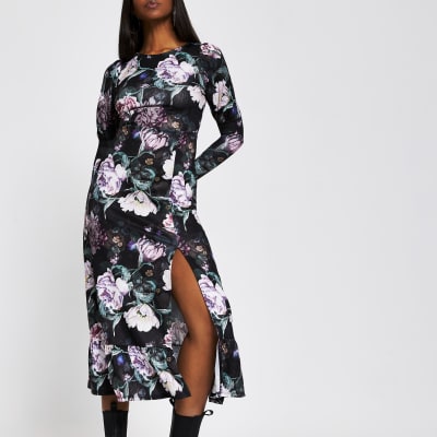 long sleeve floral midi dress uk