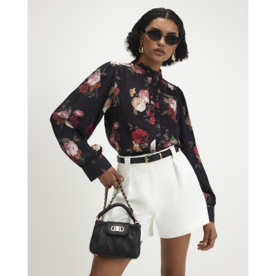 Long Sleeve Floral Ruffle Blouse