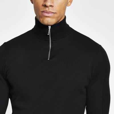 half zip funnel neck jumper
