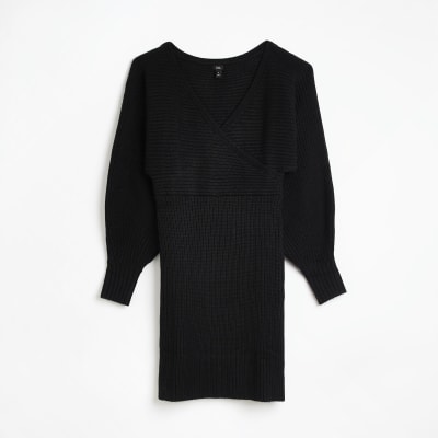 Black long sleeve jumper mini dress
