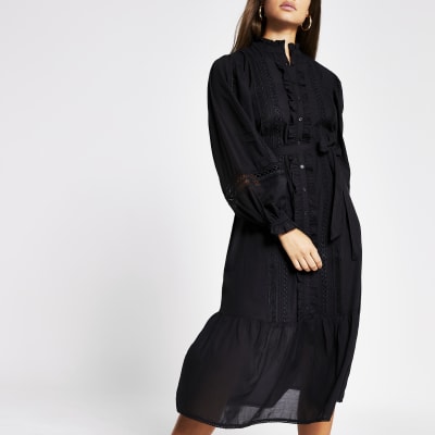 river island black shirt dress