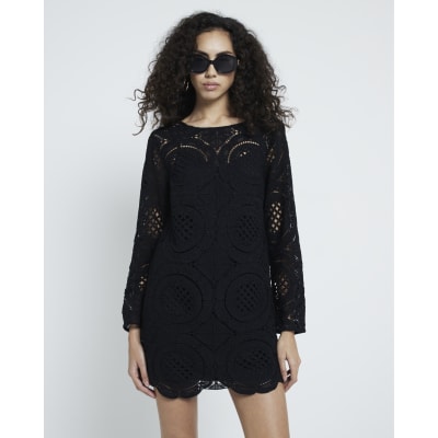 knee length dresses for ladies Rent River Island Black Satin Tailored Maxi Dress