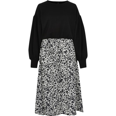 black and gray leopard print sweater