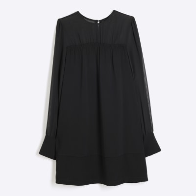 Black Long Sleeve Mini Dress | River Island