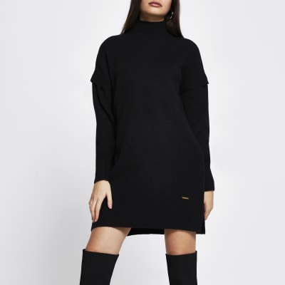 long sleeve black jumper dress