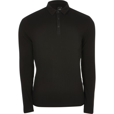 black ribbed polo shirt