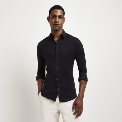 black button up shirt men