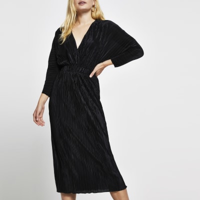 river island velvet plisse midi dress