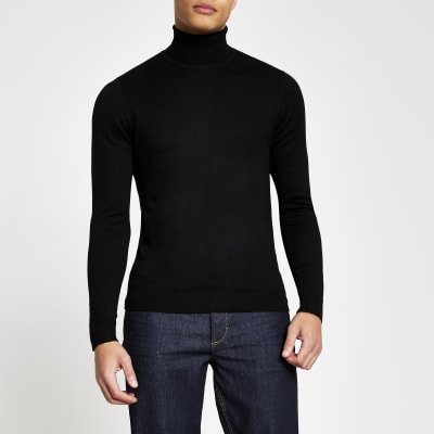 Black long sleeve roll neck jumper | River Island