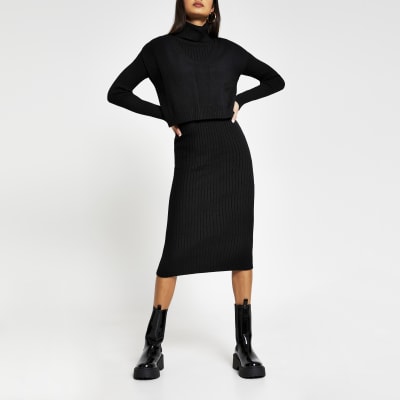 black roll neck dress uk