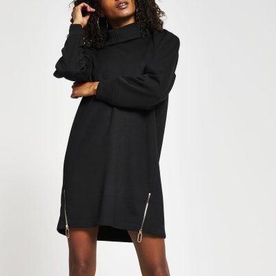 long sleeve black jumper dress