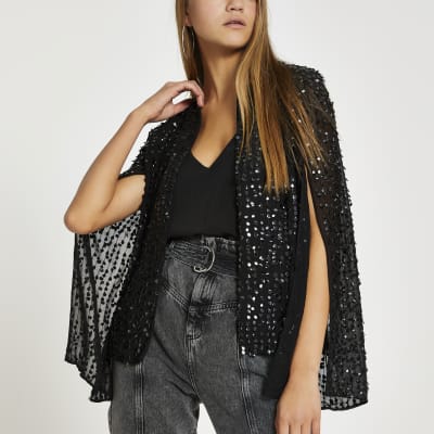 sequin long cape
