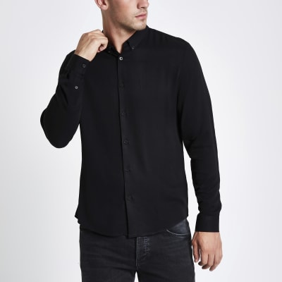 Black long sleeve slim fit shirt