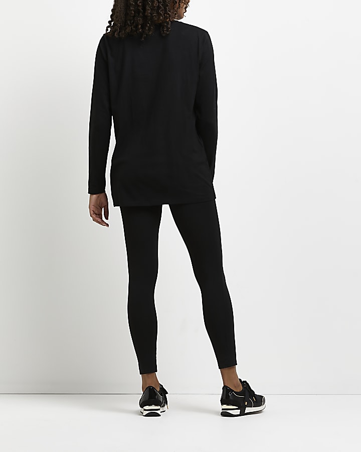 Black long sleeve t-shirt and leggings set