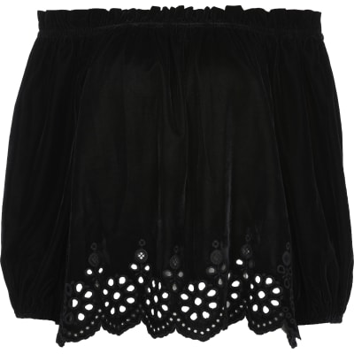 black velvet bardot top