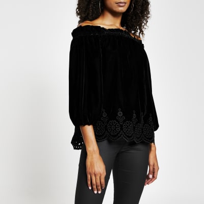 black long bardot top