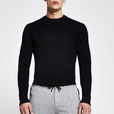 black waffle jumper