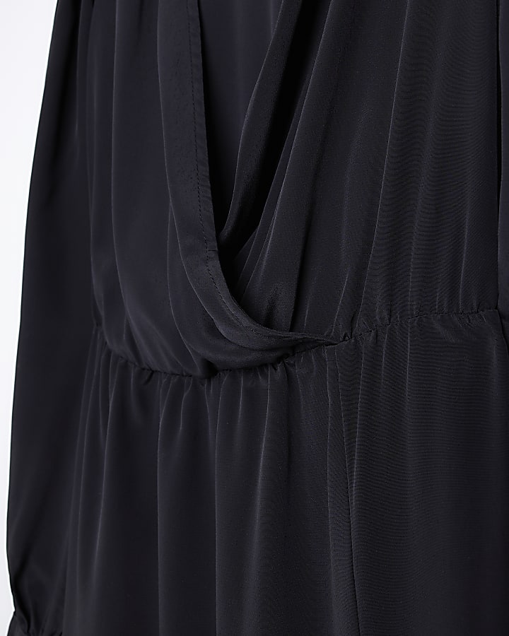 Black long sleeve wrap maxi dress