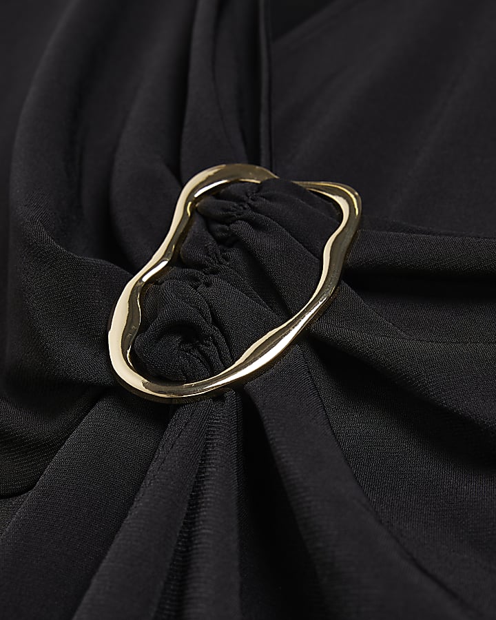 Black long sleeve wrap mini dress