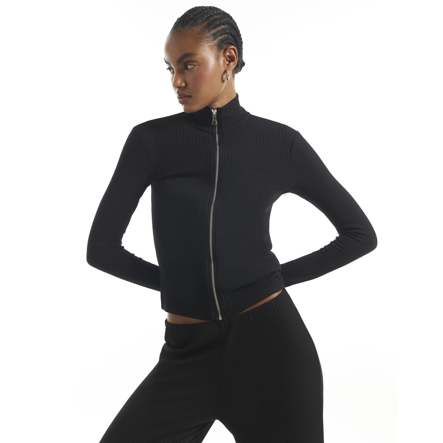 River Island Black Long Sleeve Zip Top — photo 1 of 1