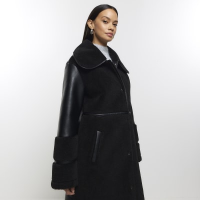 River island shearling coat clearance
