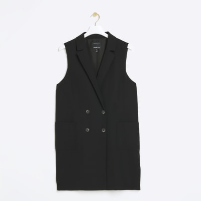 Black longline sleeveless jacket River Island