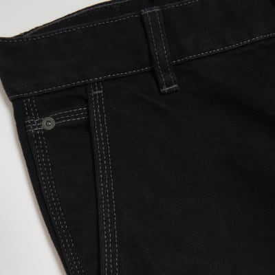 Black loose fit carpenter jeans | River Island