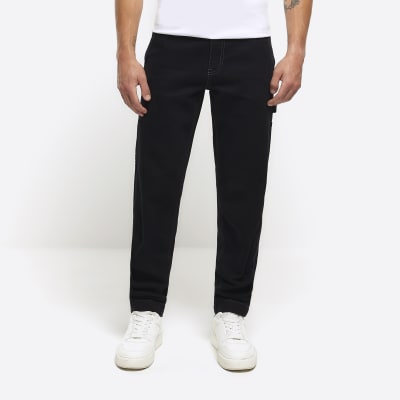 River Island relaxed carpenter jeans in dark blue