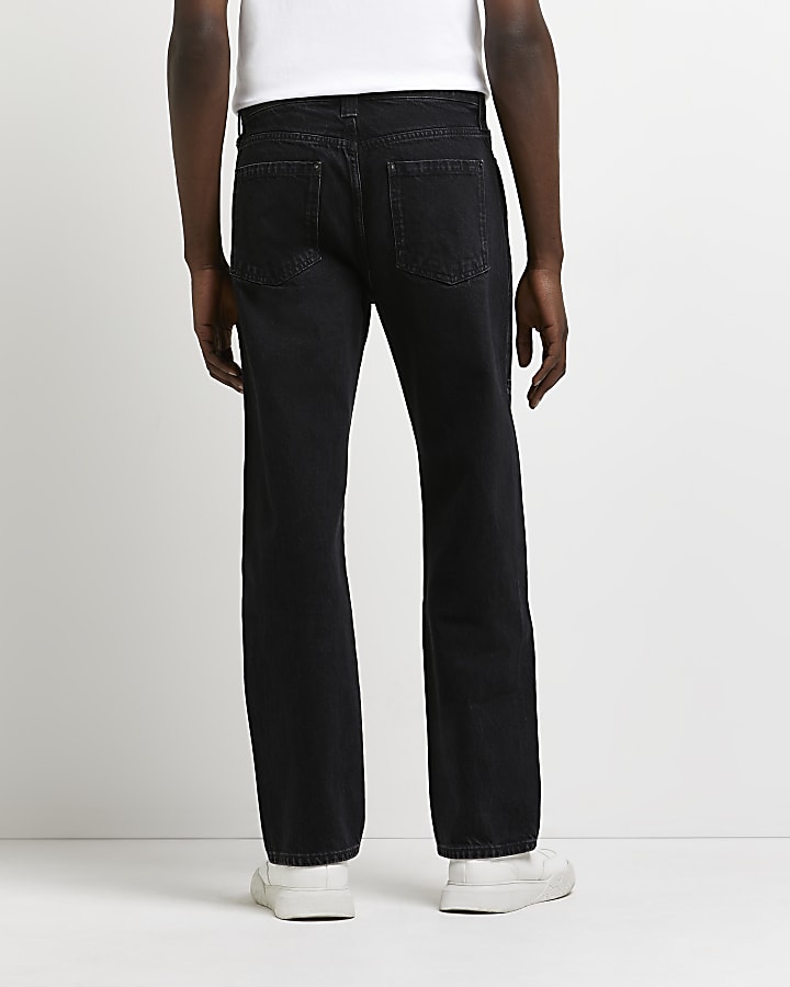 Black loose fit panelled jeans