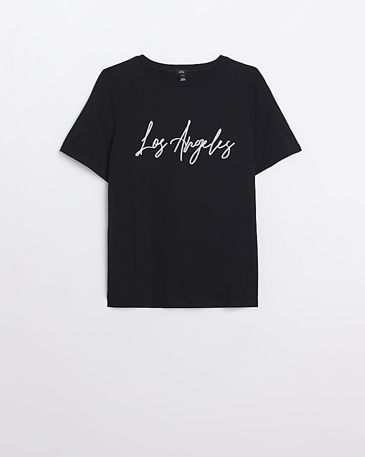 Black Los Angeles script t-shirt