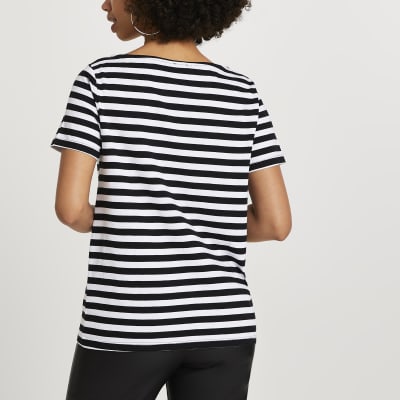 Black 'Love' diamante stripe t-shirt