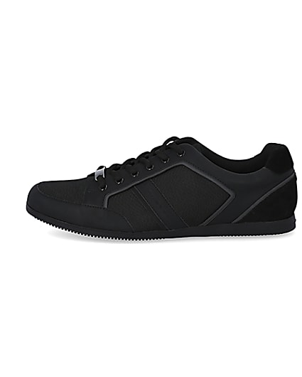 360 degree animation of product Black low profile lace-up trainers frame-3