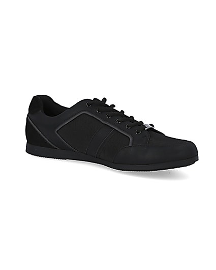 360 degree animation of product Black low profile lace-up trainers frame-17