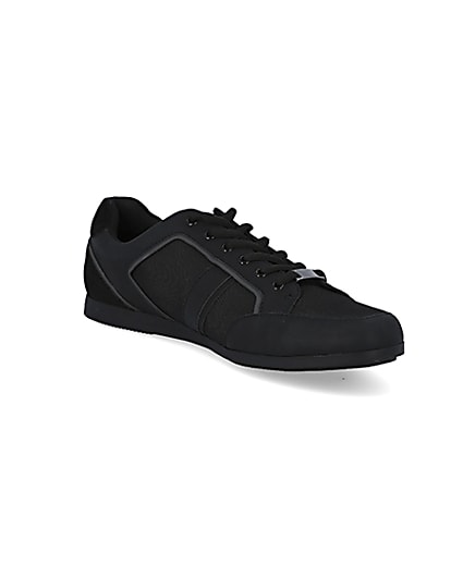 360 degree animation of product Black low profile lace-up trainers frame-18