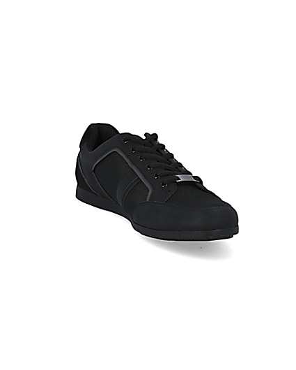 360 degree animation of product Black low profile lace-up trainers frame-19