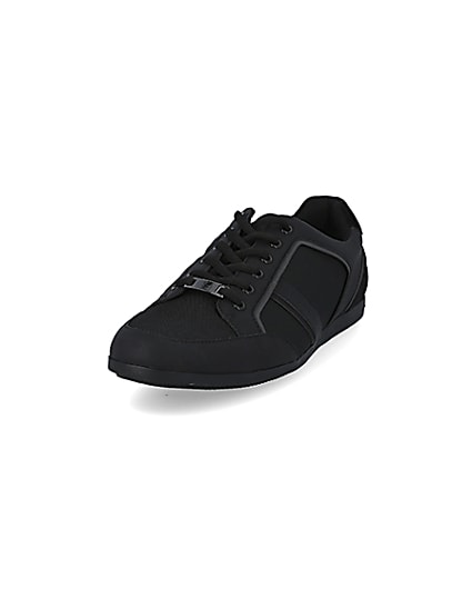 360 degree animation of product Black low profile lace-up trainers frame-23