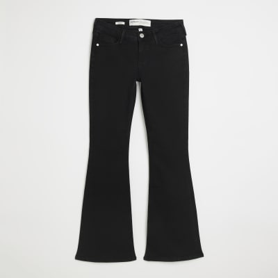 Black low rise flared jeans | River Island