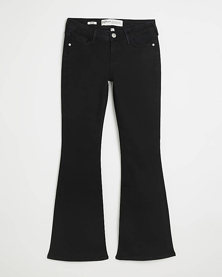 Black low rise flared jeans