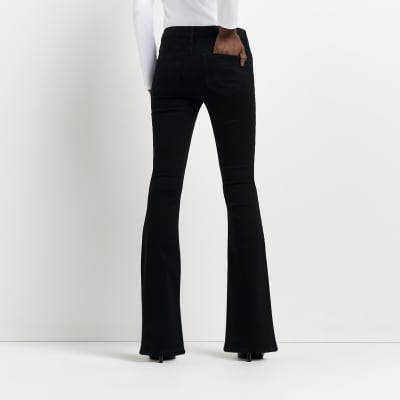 Black low rise flared jeans River Island