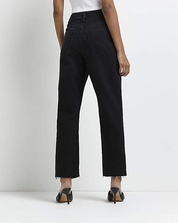Black low rise straight jeans